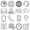 Set of contact us linear icon. Web communication icons isolated. Mail phone location website account internet icon. Royalty Free Stock Photo