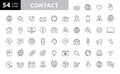 Set of 54 Contact Us web icons in line style.