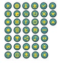 Green Video Game Button Set