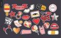 Set of contemporary girly patches elements