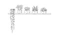 Set of continuous line drawing of houseplants succulents cactus and aloe vera in pots on wall shelf. Linear silhouette Royalty Free Stock Photo