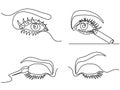 Set continuous woman eye make up logo