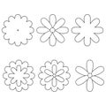 Set of contour flowers isolated on a white background.Simple flowers.Floristic.Vector Royalty Free Stock Photo