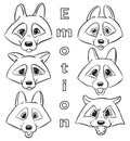 Set of contour heads of wolf - Collection Vector emotions