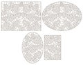 A set of contour illustrations of stained glass backgrounds with hearts, rectangular and oval images