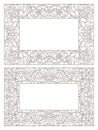 Contour set with  illustrations of stained glass with floral framework,dark outlines on white background Royalty Free Stock Photo