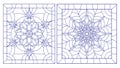 Stained glass illustration illustrations of stained glass with snowflakes in the framework of, square image,blue outlines on white Royalty Free Stock Photo