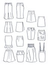 Set of contours of different skirts Royalty Free Stock Photo