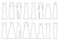 Set of contours of evening dresses, vector illustration