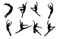 set of contours of a male dancer in ballet jumps