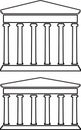 Set of contours of portico , ancient temple