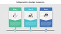 Set Contract in hand, Car damaged by fallen tree and Travel suitcase. Business infographic template. Vector