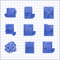 Set Contract with shield, Clipboard checklist, Document key, Personal folder, Crumpled paper ball, Safe, Delete file