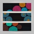 Set of Contrast Horizontal Banners. Abstract African ornament. V