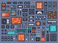 Set of control panel elements for spacecraft or technical industrial station Royalty Free Stock Photo