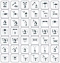 Set of coocing on campfire icons