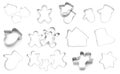 Set with cookie cutters of different shapes on white background Royalty Free Stock Photo