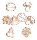 Set with cookie cutters of different shapes on white background, top view Royalty Free Stock Photo