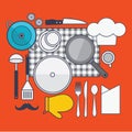 Set of cooking concept design flat line