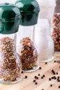 Set for cooking delicious dishes. A mixture of spices in jars. Royalty Free Stock Photo