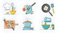 Cooking Icons Set, Kitchen Tools, Food Preparation Vector Illustration Royalty Free Stock Photo