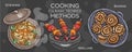 Set of cooking methods and culinary technics . Hand-drawn vector illustration Royalty Free Stock Photo
