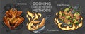 Set of cooking methods and culinary technics . Hand-drawn vector illustration Royalty Free Stock Photo