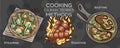 Set of cooking methods and culinary technics . Hand-drawn vector illustration Royalty Free Stock Photo