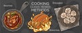 Set of cooking methods and culinary technics . Hand-drawn vector illustration Royalty Free Stock Photo