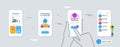 Set of Cooking timer, Ranking and Download line icons. For design. Vector