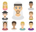 Cool avatars different nations people portraits ethnicity different skin tones ethnic affiliation and hair styles vector