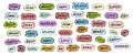Set of cool and dynamic comic speech bubbles. Sound effects in pop art vector style Royalty Free Stock Photo