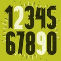 Set of cool funky vector digits, modern numerals collection. Modern bold condensed numbers from 0 to 9 can be used in poster