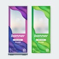 Set of roll up banner template design vector. Wavy fluid gradient abstract background