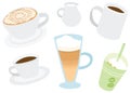 Set of Cool Various Coffee Drinks Set Royalty Free Stock Photo