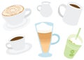 Set of Cool Various Coffee Drinks Set