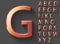 Set of copper 3D uppercase english letters.