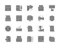 Set of Copywriting Grey Icons. Typewriter, Presentations, Printer and more.