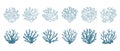 Set of coral reefs or seaweeds, underwater plants. Set of sea coral icons. Sketch, illustration. Royalty Free Stock Photo