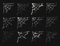 Set of 12 corner spiderweb in sketch style Royalty Free Stock Photo