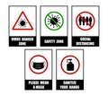 Set of Corona Virus COVID-19 Safety Measures and Precautions Warning Signs