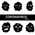 Set of coronavirus icons. Isolated on a white background. 2019-nCoV Novel Coronavirus Bacteria