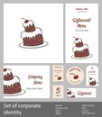 Set of corporate identity elements cake with cherry Royalty Free Stock Photo