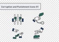 A set of corruption and punishment flat icon on clear background 01 Royalty Free Stock Photo