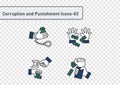 A set of corruption and punishment flat icon on clear background 03 Royalty Free Stock Photo