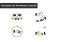 A set of corruption and punishment flat icon on white background 02 Royalty Free Stock Photo