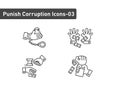 A set of corruption and punishment outline icon on white background 03 Royalty Free Stock Photo