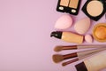 A set of cosmetic brushes. Makeup brushes. Royalty Free Stock Photo