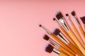 A set of cosmetic brushes. Makeup brushes. Royalty Free Stock Photo