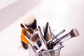 Set of a cosmetic brushes. Makeup brushes on a white background Royalty Free Stock Photo